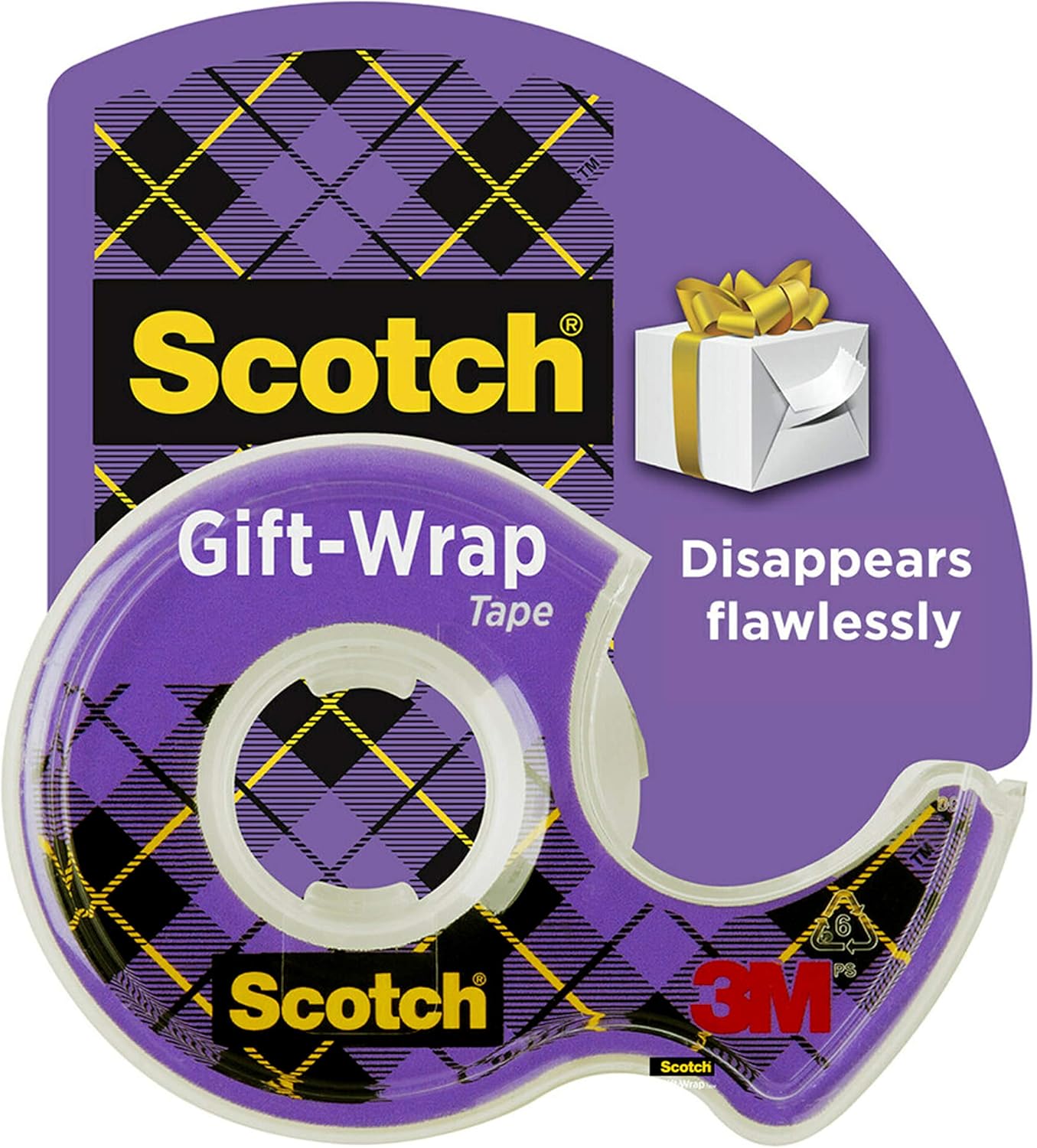 Scotch 15 Satin Finish Giftwrap Tape with Dispenser, 3/4 in x 650 in, Clear