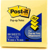 3M R330-YW Dispenser Pop-up Notes, Canary Yellow, 3 in x 3 in, 1 Pad of 100 Sheets