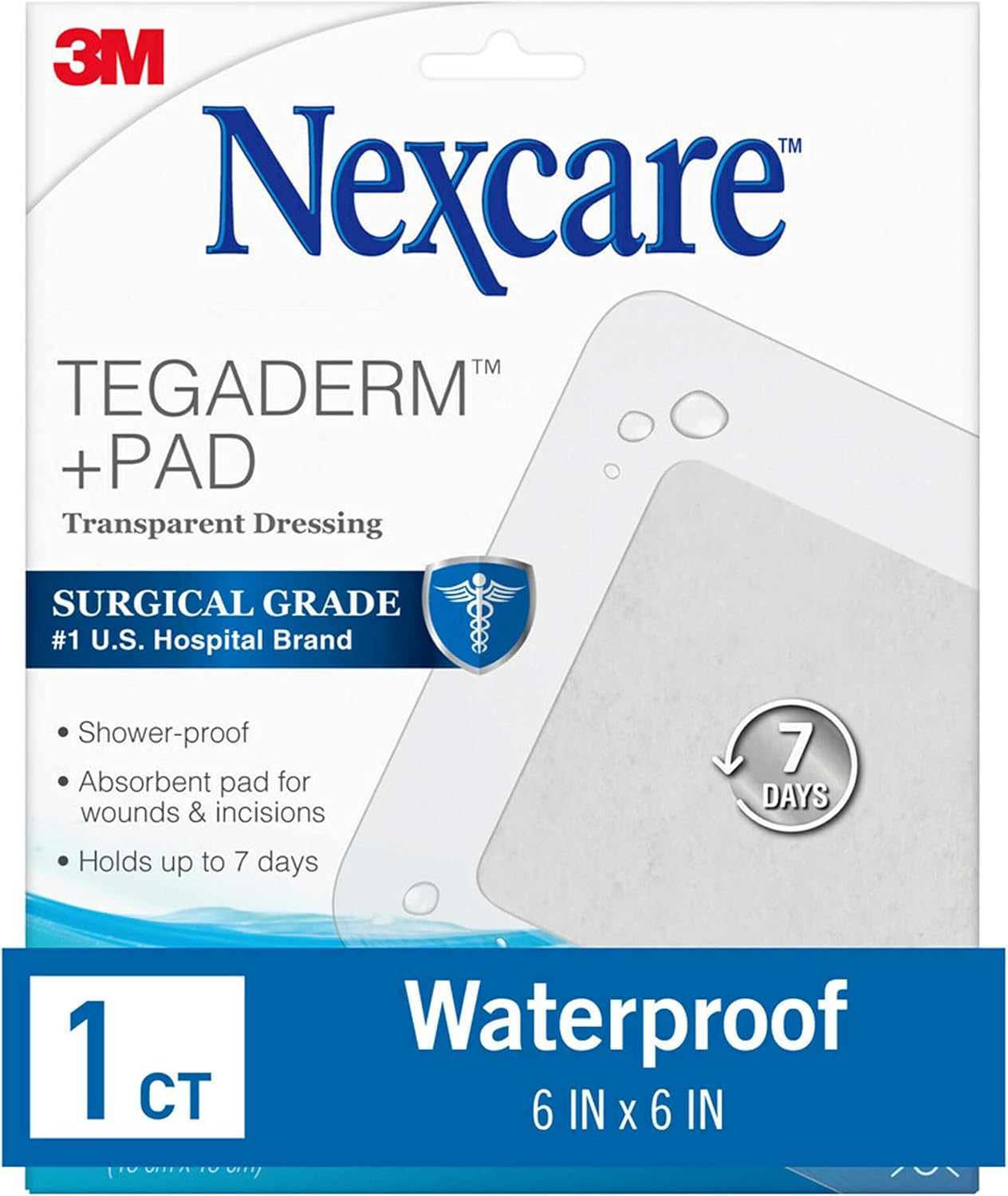 Nexcare W3588/W3589 Tegaderm + Pad Transparent Dressing, 1 Pack