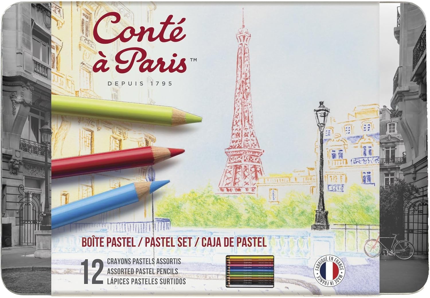 Conté à Paris 2181-2186 12 Assorted Pencil Set in Metal Tin