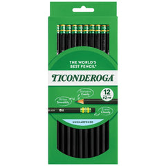 Ticonderoga X13953 Wood-Cased Pencils, #2 HB Soft, Black, 12 Count