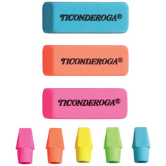 Ticonderoga X38931 Assorted Erasers, Neon Colors, 15 Count