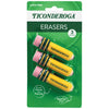 Ticonderoga X38953/X38963 Pencil Shaped Erasers, 3 Count