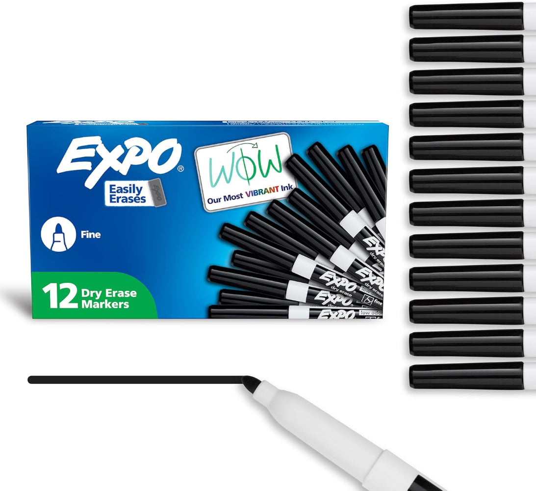 EXPO 86001-86003 Low Odor Dry Erase Markers, Fine Tip, 12 Count