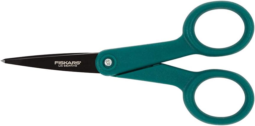Fiskars 199940-1004 Non-Stick Scissors, Green Teal/Black
