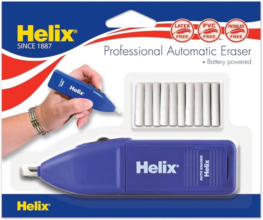 Helix 19060 Professional Hi-Polymer Battery Powered Automatic Eraser with 10 Refills
