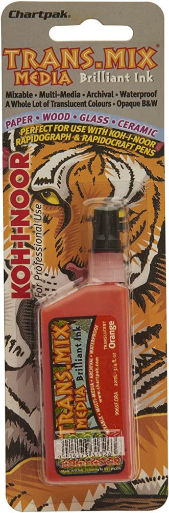 Koh-I-Noor 9065F Trans-Mix Media Drawing Ink, Pigmented Acrylic Based Professional Grade, .75 oz