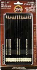 Koh-I-Noor FA15021112BC Toison d'Or Graphite Pencil Artist Set, 12 Pencils Per Tin and Blister Carded