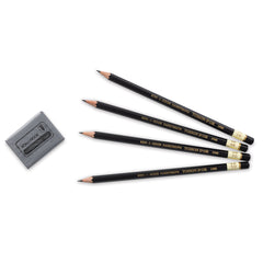 Koh-I-Noor FA1900.4SET Toison d'Or Graphite Pencil and Kneaded Eraser Set, 4 Pencils