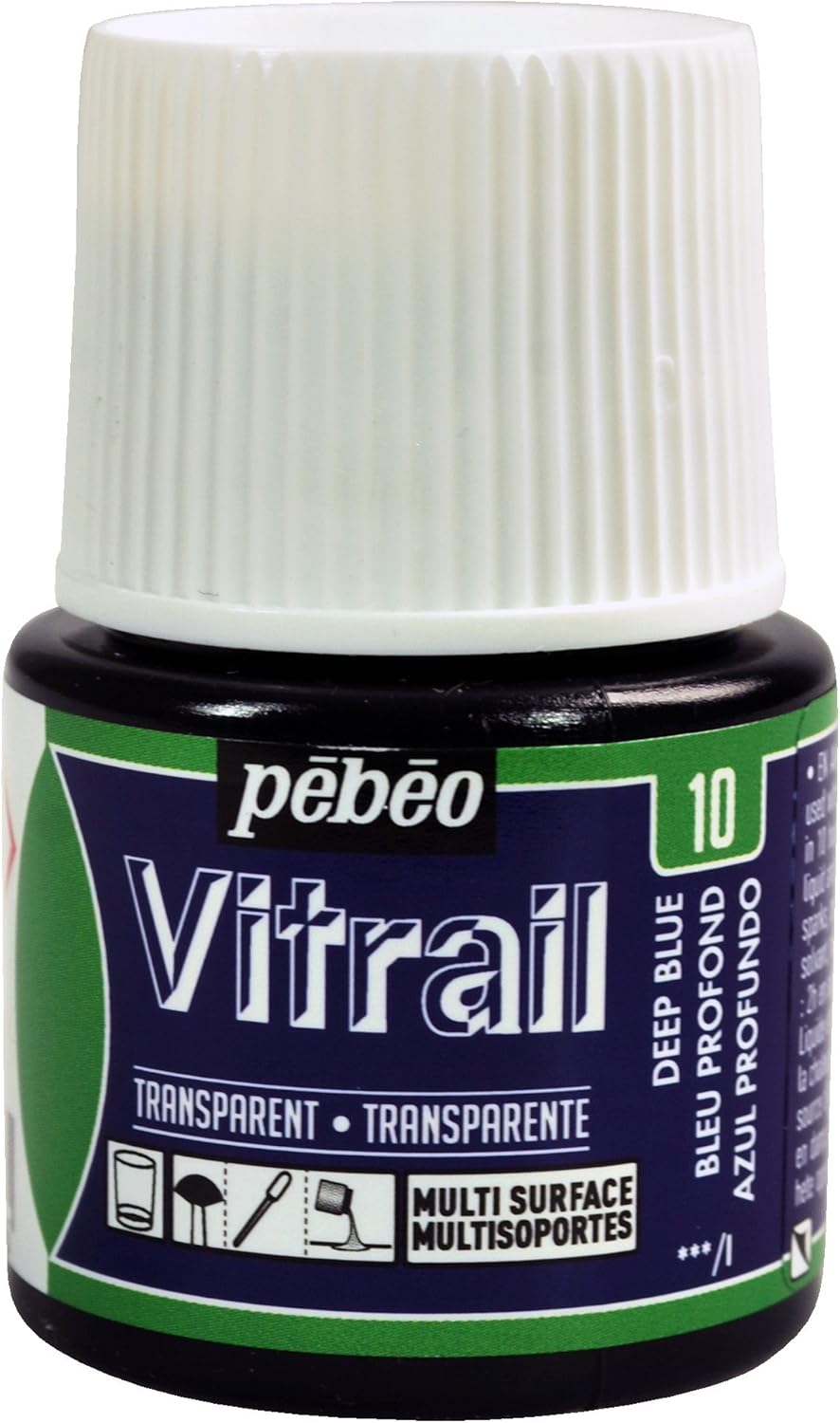 Pebeo 050010-050039 Vitrail Solvent-Based Stained Glass Paint, 45ml Bottle