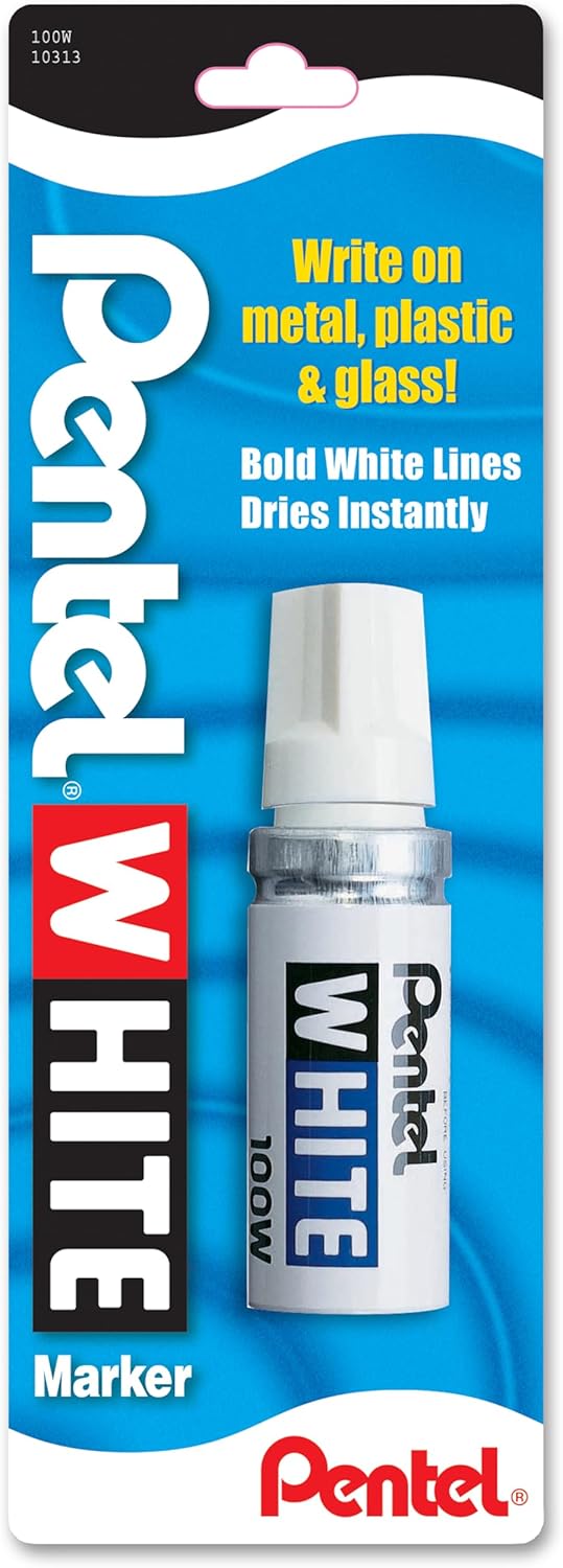 Pentel 100W Permanent Marker, White, Bold Point, 1 Pack