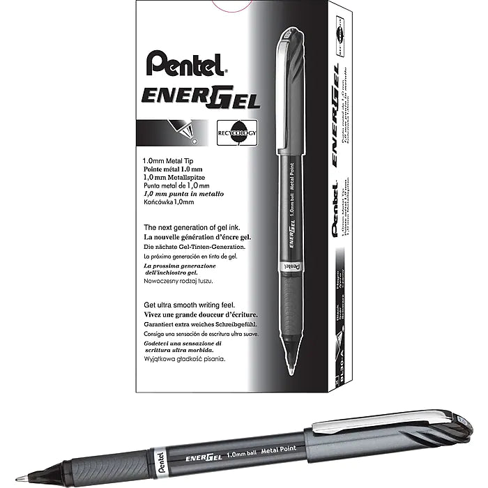 Pentel BL30 EnerGel NV Liquid Gel Pens, 1.0 mm, Metal Tip, Bold Line, Dozen Box