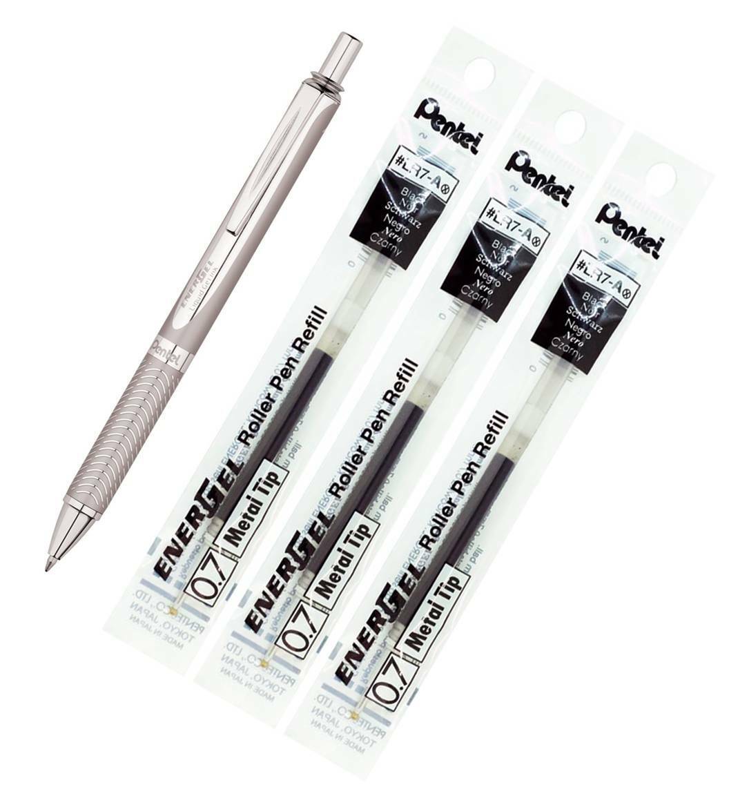 Pentel BL407 EnerGel Alloy RT Premium Liquid Gel Pen with 3 LR7-A Refills