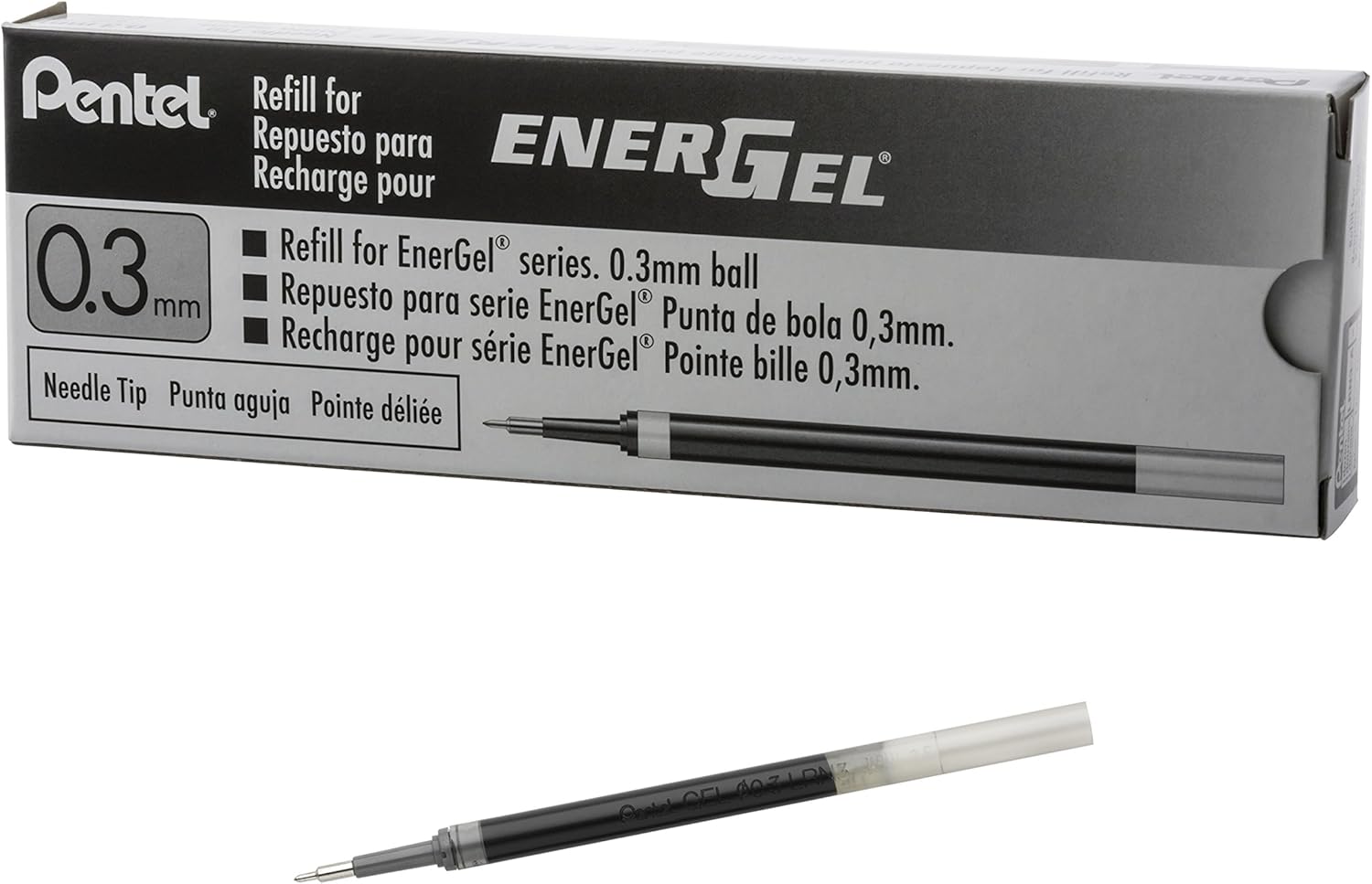 Pentel LRN3 EnerGel Pen Ink Refills, Needle Tip, 0.3mm Extra Fine, Box of 12 Refills