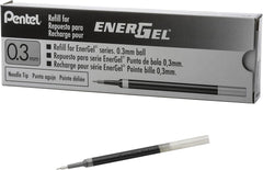 Pentel LRN3 EnerGel Pen Ink Refills, Needle Tip, 0.3mm Extra Fine, Box of 12 Refills