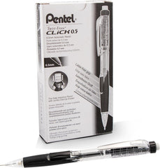 PENTEL PD275T Twist-Erase Click Mechanical Pencil, 0.5 mm, Clear Barrel, Box of 12