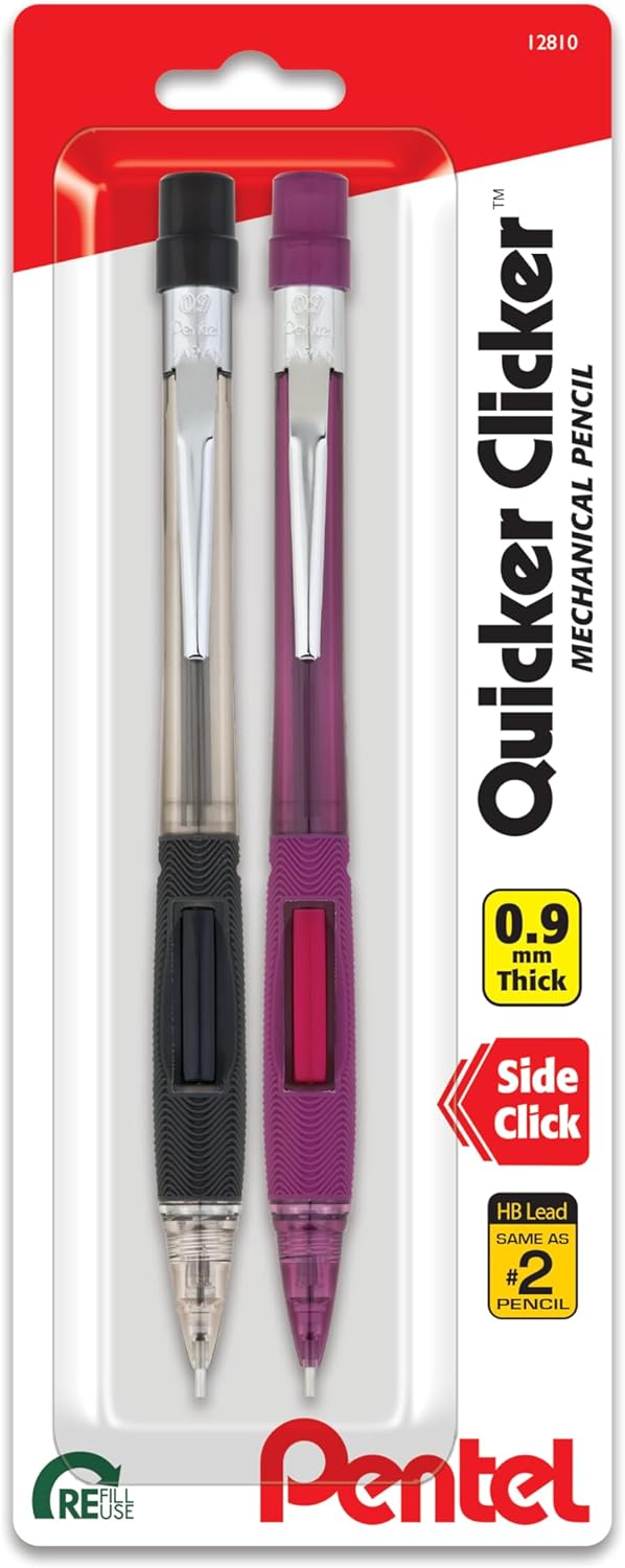 Pentel PD349BP2-K6 Quicker-Clicker Mechanical Pencils, 0.9 mm, 2-Pack
