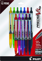 Pilot 10364 Precise V5 RT Retractable Rolling Ball Pens, 0.5 mm Extra Fine Point, Assorted Colors, Pack of 12