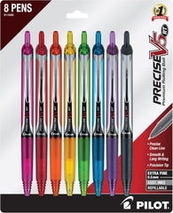Pilot 11890 Precise V5 Retractable Rolling Ballpens, Extra Fine, Assorted 8 Pack