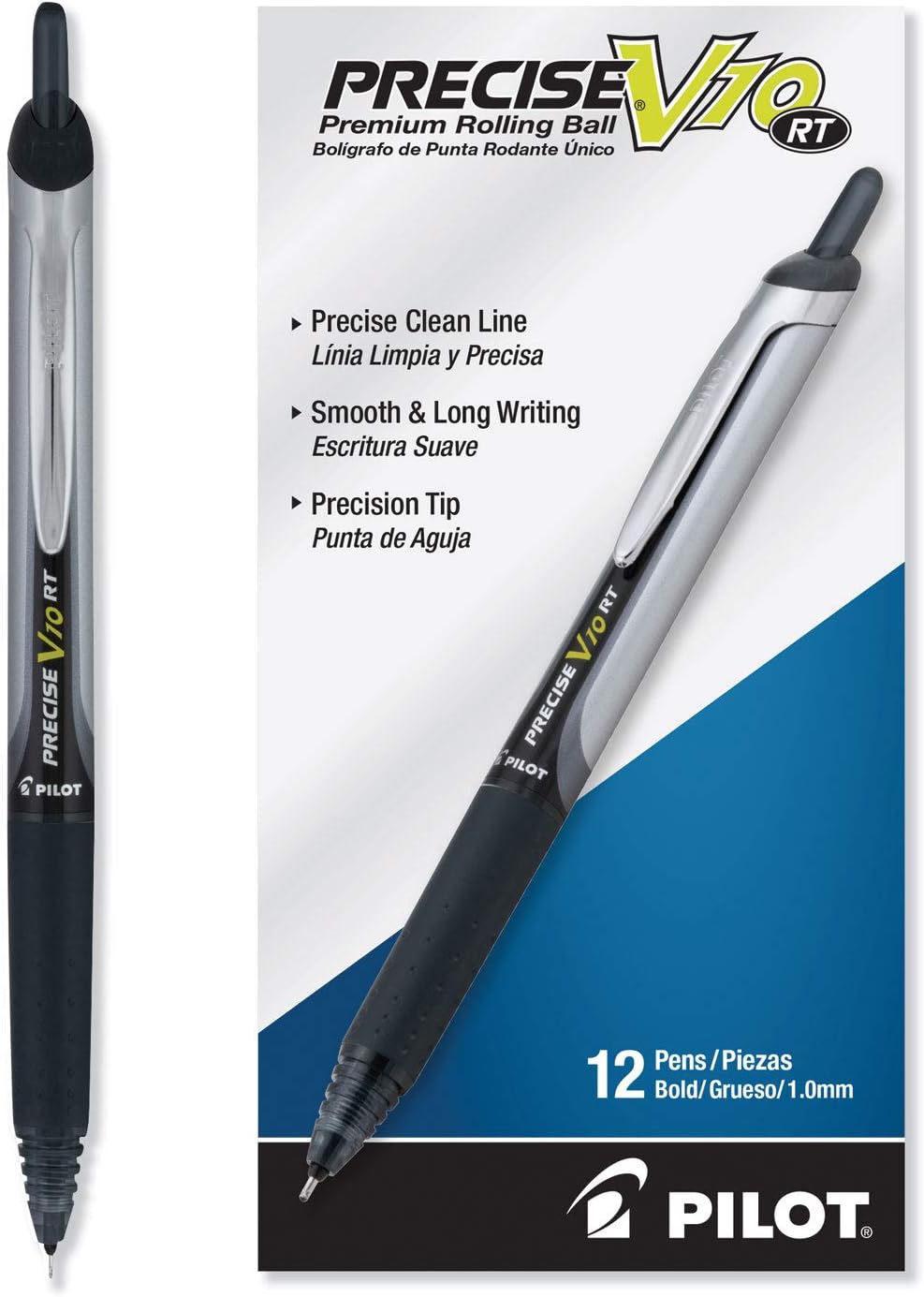 Pilot 13450-13462 Precise V10 RT Retractable Rolling Ball Pens, 1.0 mm Bold Point, Pack of 12