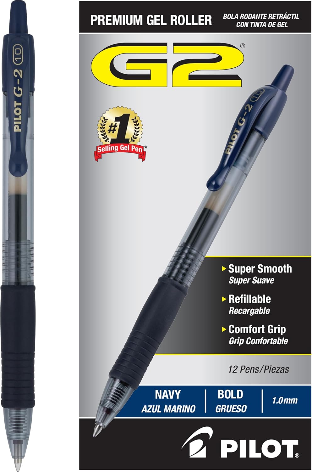 Pilot 15125-31258 G2-10 Premium Gel Roller Pens, 1.0 mm Bold Point, Dozen Box