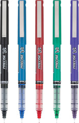 Pilot 26013 Precise V5 Stick Rolling Ball Pens, Extra Fine Point, 5-Pack, Assorted Colors, Black/Blue/Red/Green/Purple Inks