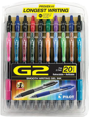 Pilot 31294 G2-07 Retractable Gel Ink Pens, Fine Point, Assorted 20 Pack