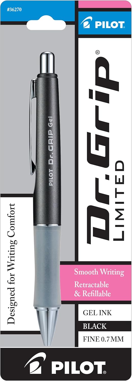 Pilot 36270-36273 Dr. Grip Limited Gel Ink Retractable Rolling Ball Pen, Fine Point, Black Ink