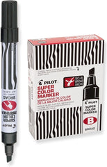 Pilot 44100 Super Color Permanent Markers, Black Ink, Broad Chisel Point, Box of 12