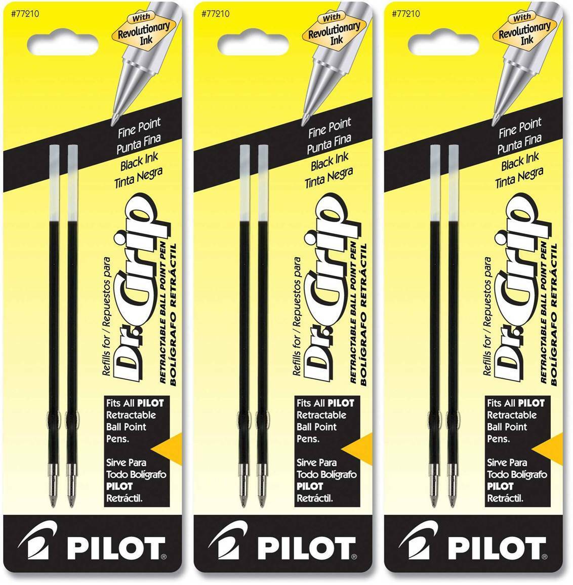 Pilot 77210-77212 Dr. Grip Retractable Ballpoint Ink Refills, Fine Point 0.7 mm, 3 Packs