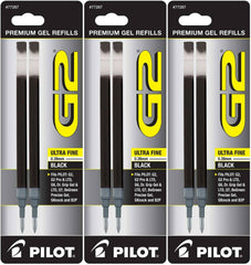 Pilot 77287-77003 G2-38 Gel Ink Rolling Ball Pen Refills, 0.38 mm Ultra Fine Point, 3 Packs