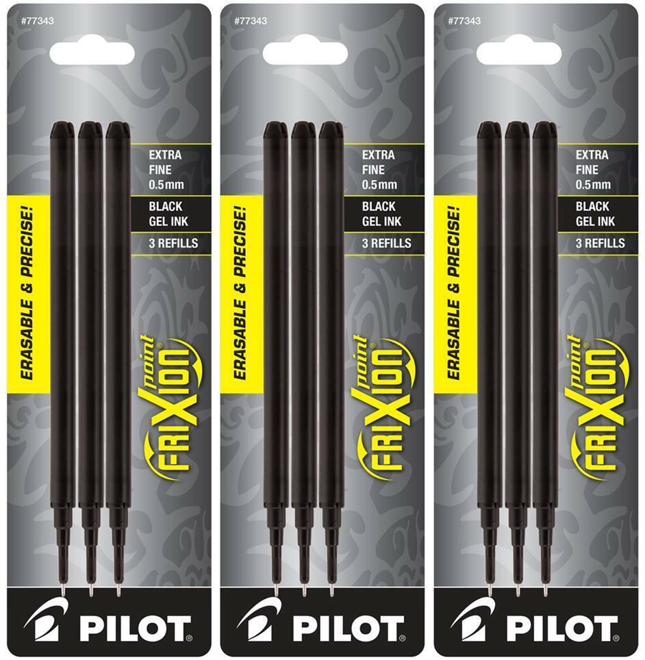 Pilot 77343-77344 FriXion Point Erasable Gel Ink Refills, 0.5 mm Extra Fine Point, 3 Packs