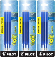 Pilot 77350-77351 FriXion Ball Erasable Gel Ink Refills, 0.5 mm Extra Fine Point, 3 Packs