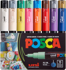 Uni Posca PC-1M Water Based Paint Marker Set, 0.7 mm Extra Fine Tip