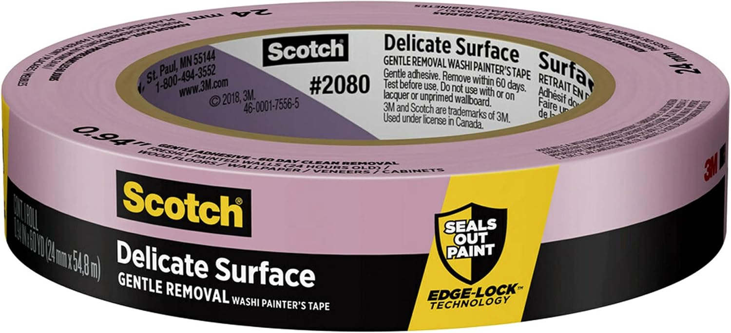 Scotch 2080-24EC Delicate Surface Painter's Tape, 0.94 in x 60 yd, 1 Roll