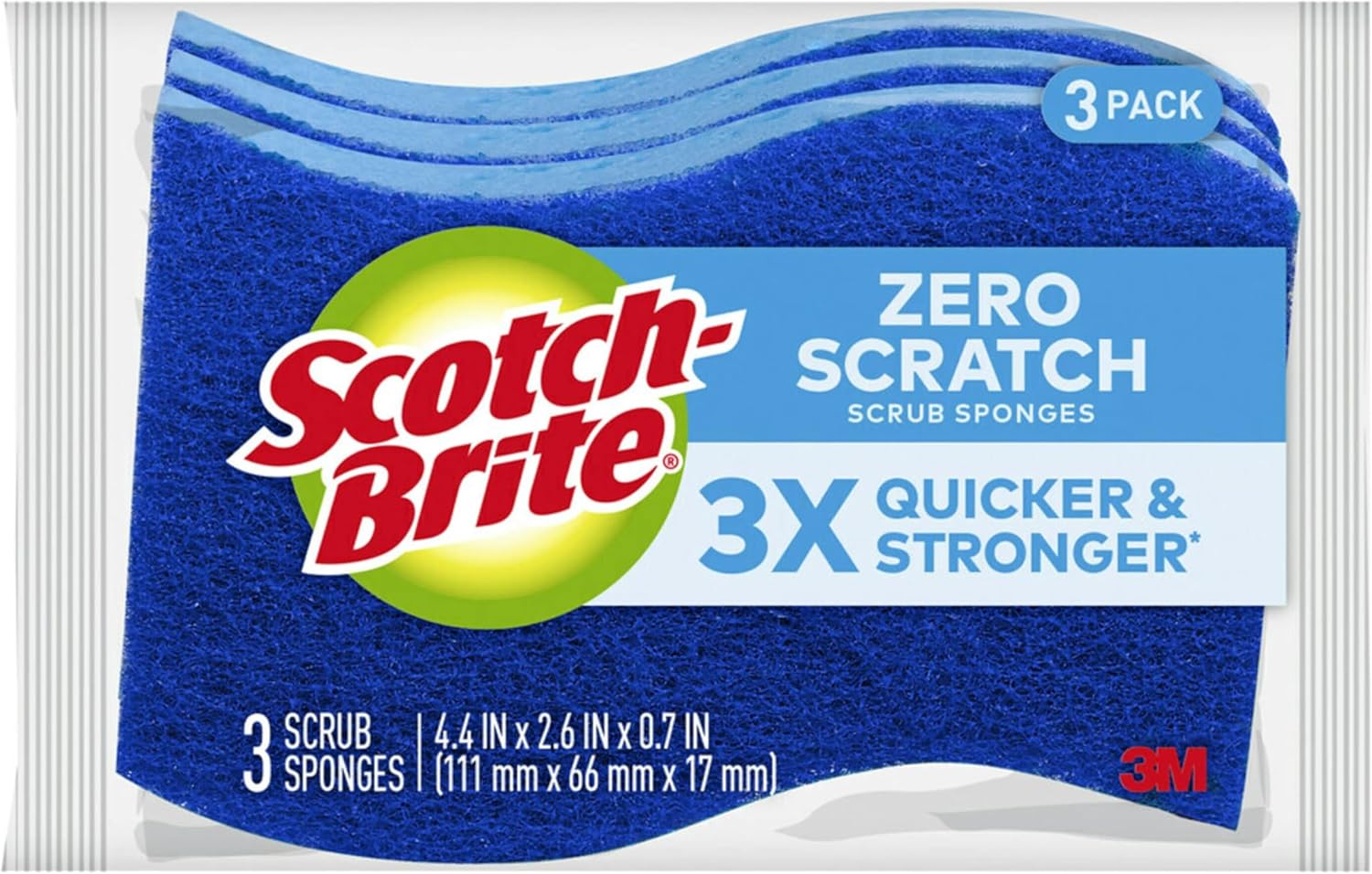 Scotch-Brite MP-3-M-8 Zero Scratch Scrub Sponges, 3-Pack