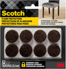 Scotch SP822-NA Round Felt Pads, 1 in, Brown, 32 Pack