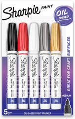 Sharpie 1770458/1770459/34971PP Oil-Based Paint Markers, Medium Point, 5 Count
