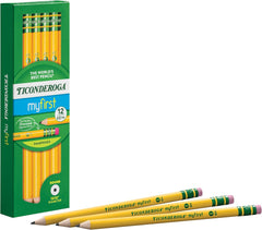 Ticonderoga X33312 My First Wood-Cased Pencils, Pre-Sharpened, #2 HB, Yellow, 12 Count