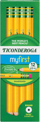 Ticonderoga X33312 My First Wood-Cased Pencils, Pre-Sharpened, #2 HB, Yellow, 12 Count