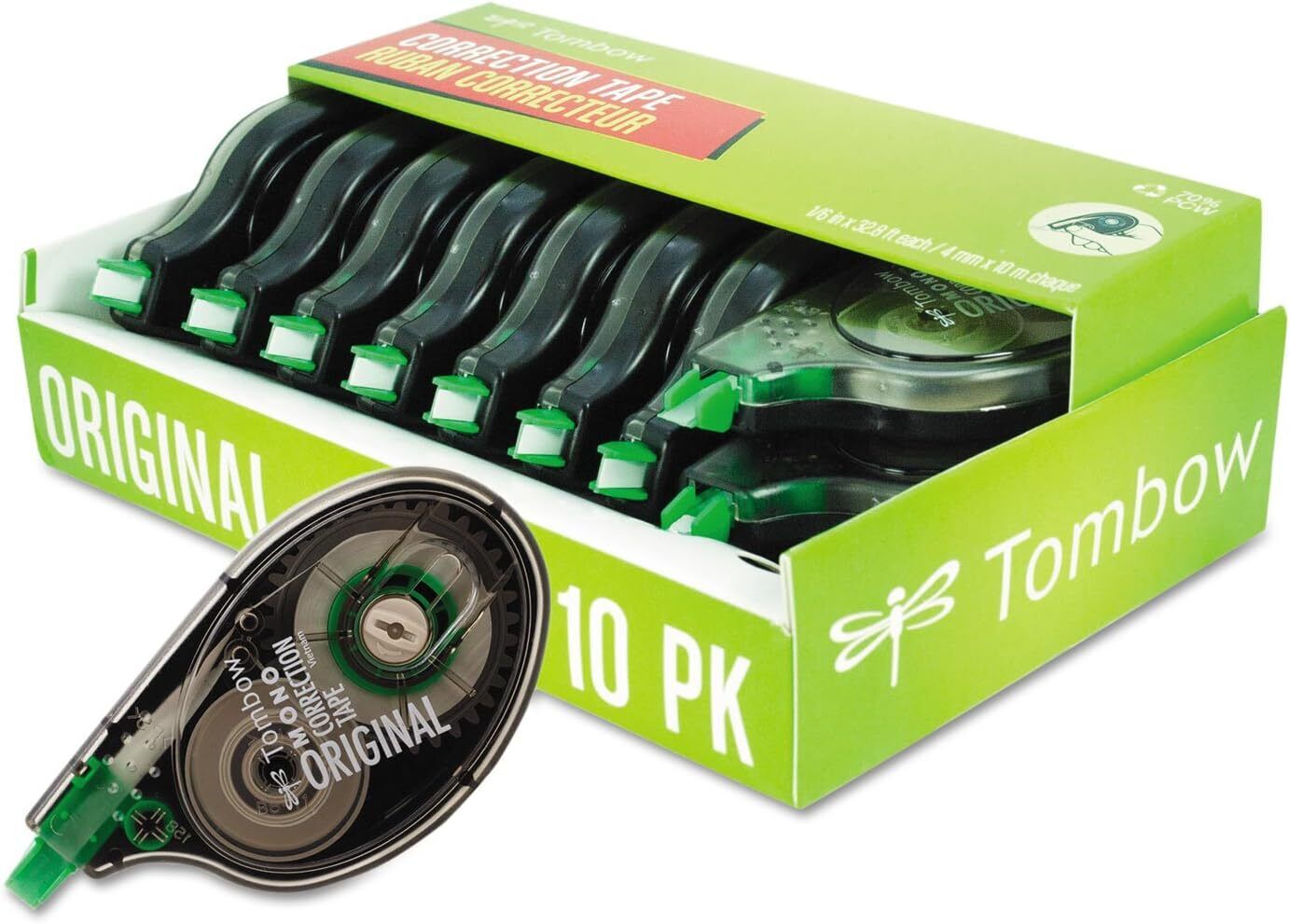 Tombow 68720-68723 Mono Single-Line White Correction Tape,  Value 10-Pack