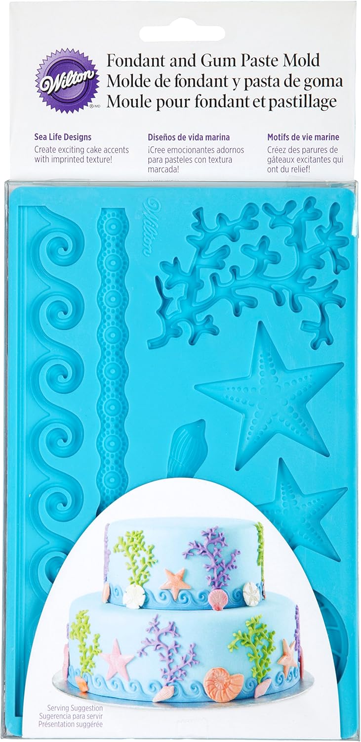 Wilton 409-2552 Silicone Fondant and Gum Paste Mold, Sea Life Designs