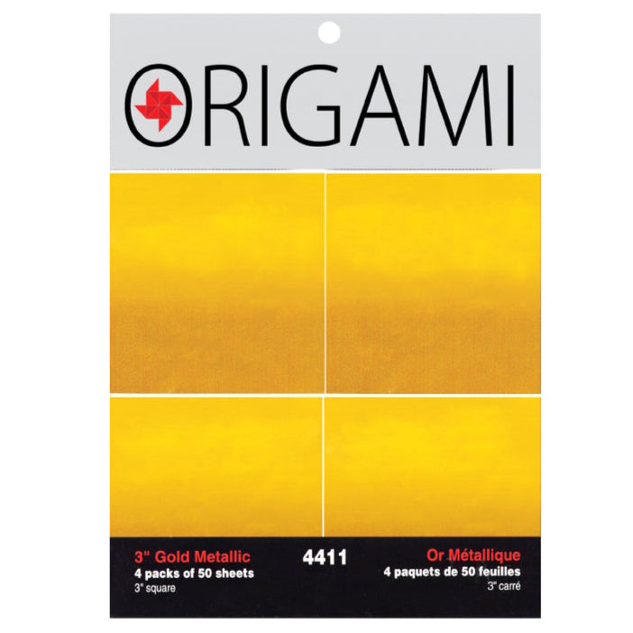 Yasutomo 4411 Gold Metallic Mini Foil Paper, 3" X 3", 4 Packs of 50 Sheets