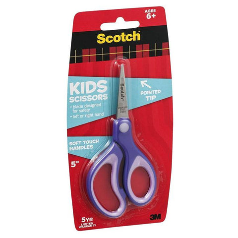 3M 1442P Scotch Pointed Tip 5 Inch Scissors with Soft Touch for Kids
