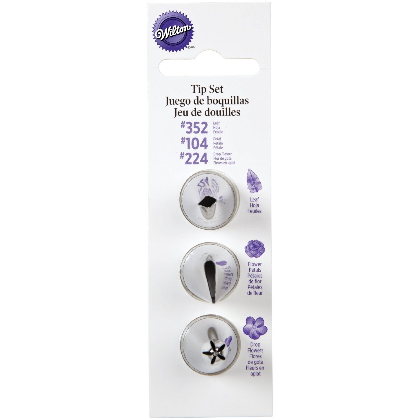 Wilton Decorating Tip Set 3 (#104 Petal/#352 Leaf/#224 Flower)