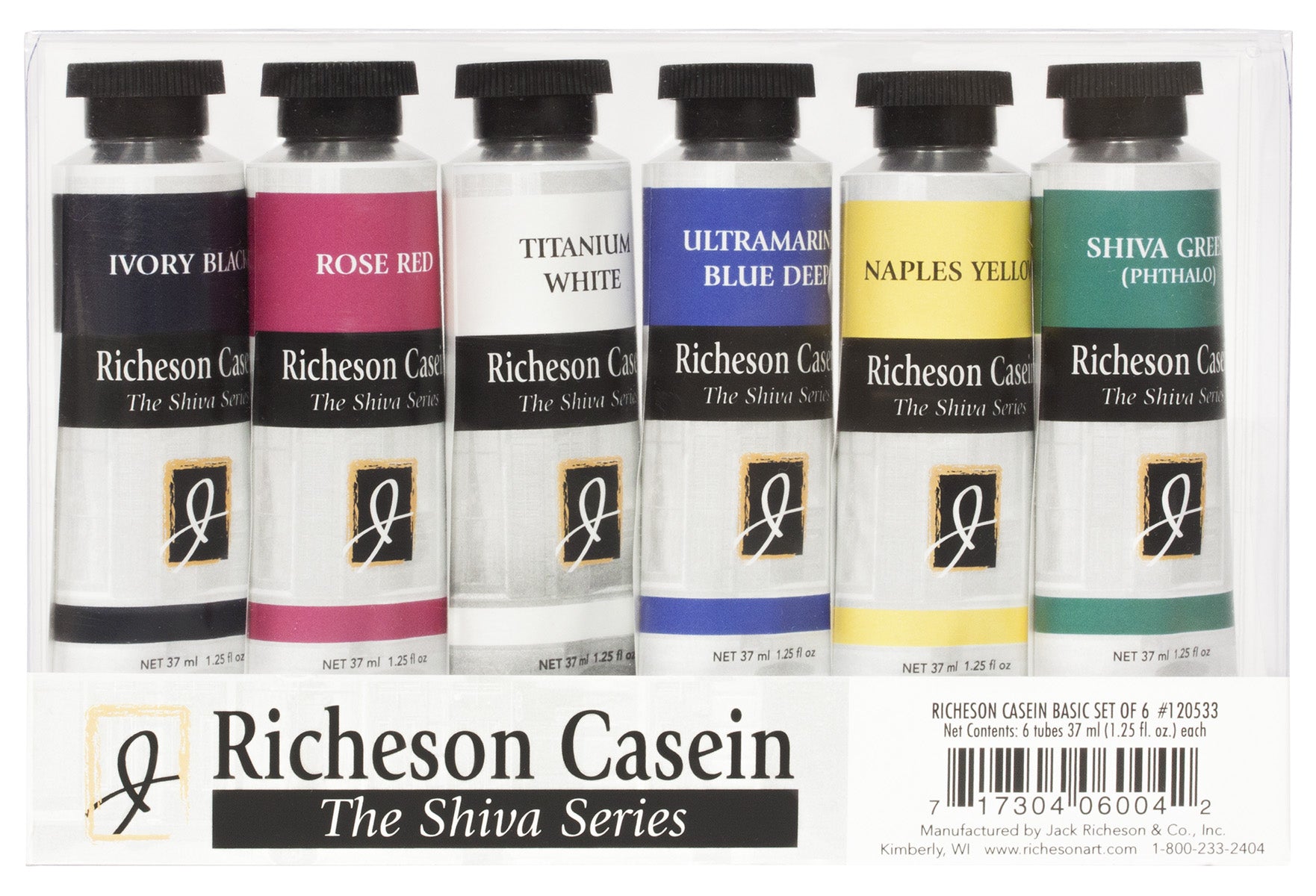 Jack Richeson 120533 37ml Artist Casein Basic Set of 6 Colors