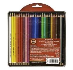 Koh-I-Noor FA3818.24OT Polycolor Artist Pencil Set in Tin, 24 Assorted Colored Pencils