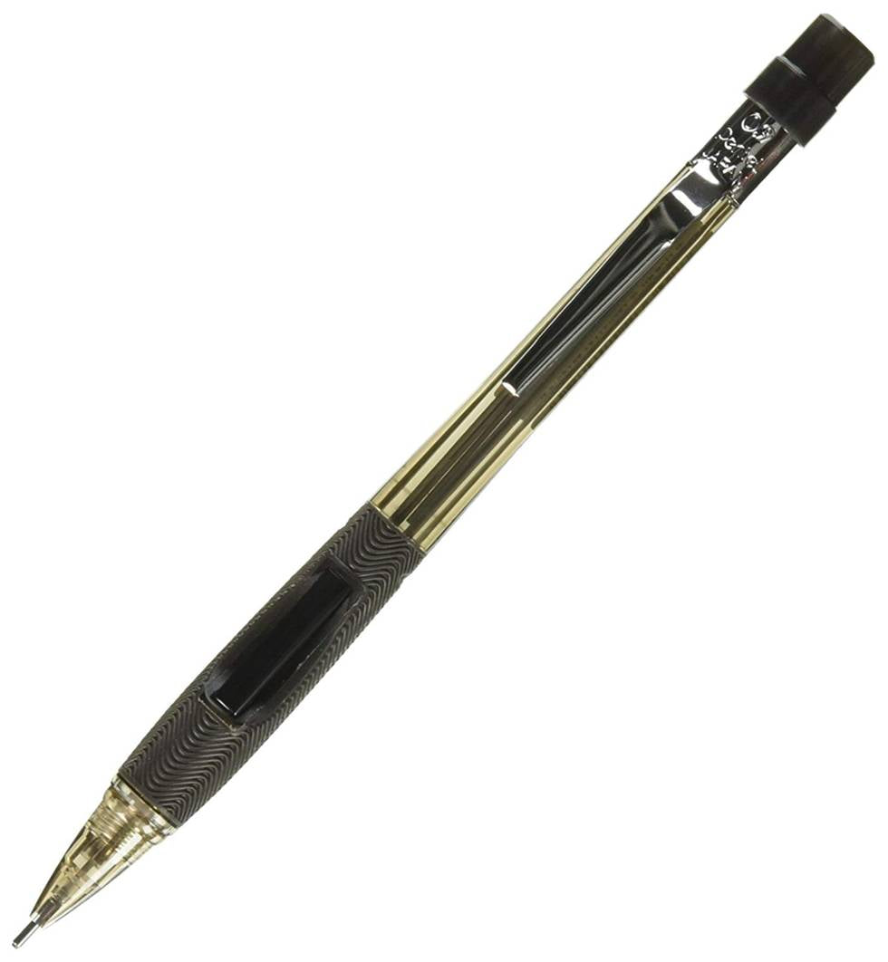 Pentel PD349T Quicker Clicker Mechanical Pencil with Grip, 0.9 mm, Transparent Barrel, 1 Pen