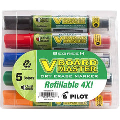 Pilot BeGreen 43917 V Board Master Refillable Dry-Erase Markers, Chisel Tip, Assorted Colors, 5-Pack