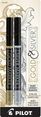 Pilot 41400/41500/41600 Gold and Silver Metallic Permanent Markers, Extra Fine Point